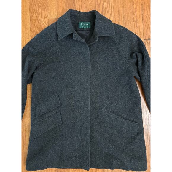 Lauren Ralph Lauren Women’s 100% Wool Coat Size 8 Charcoal Gray Lined Button - Picture 2 of 8